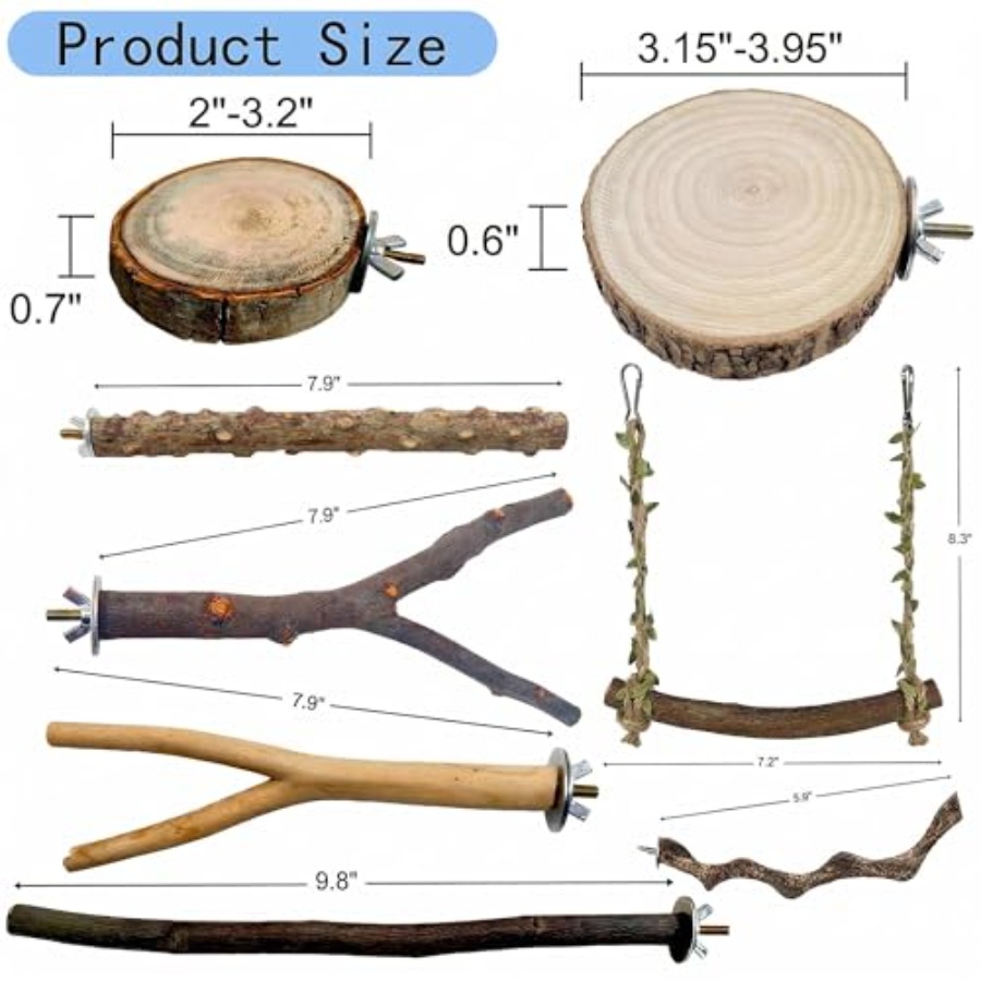 8PCS natural wood bird perches - đánh giá và giá Health & Wellness Expo 2025
